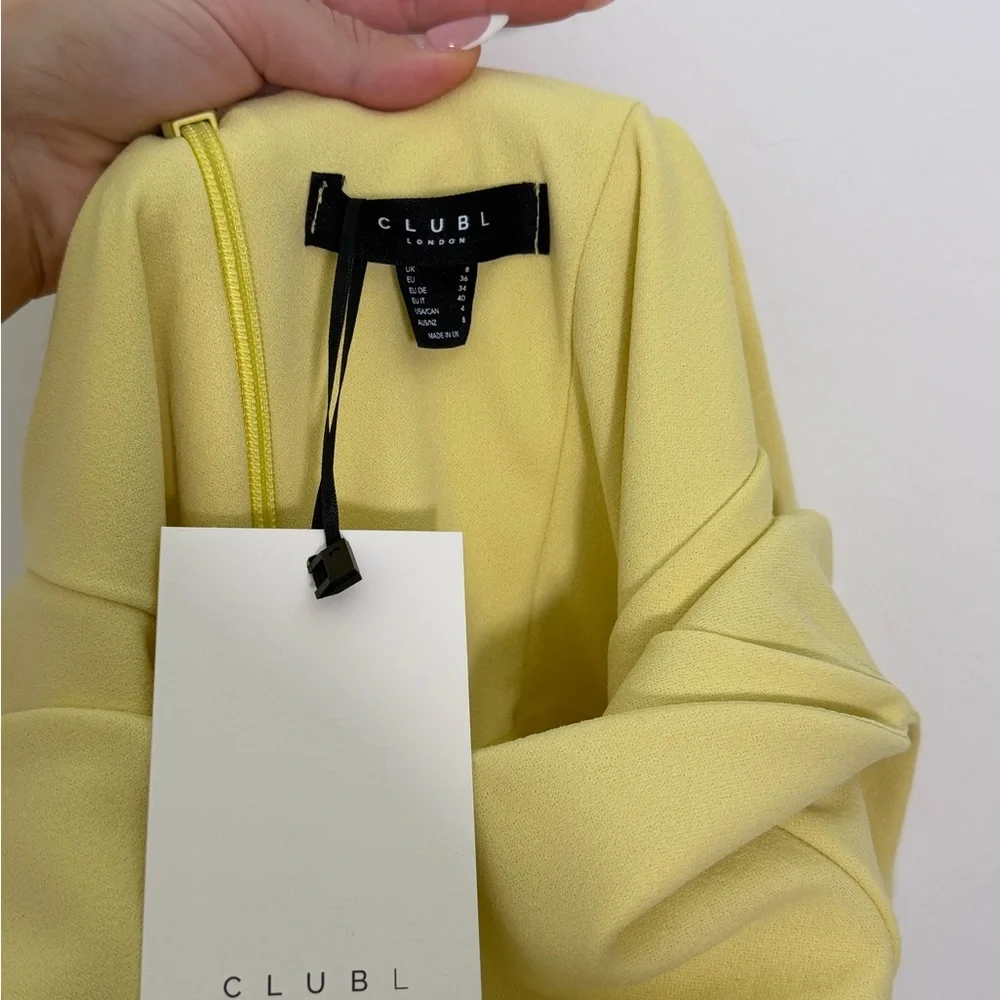 Club L London Sweetheart Midi Dress in Pale Yellow - NEW WITH TAGS